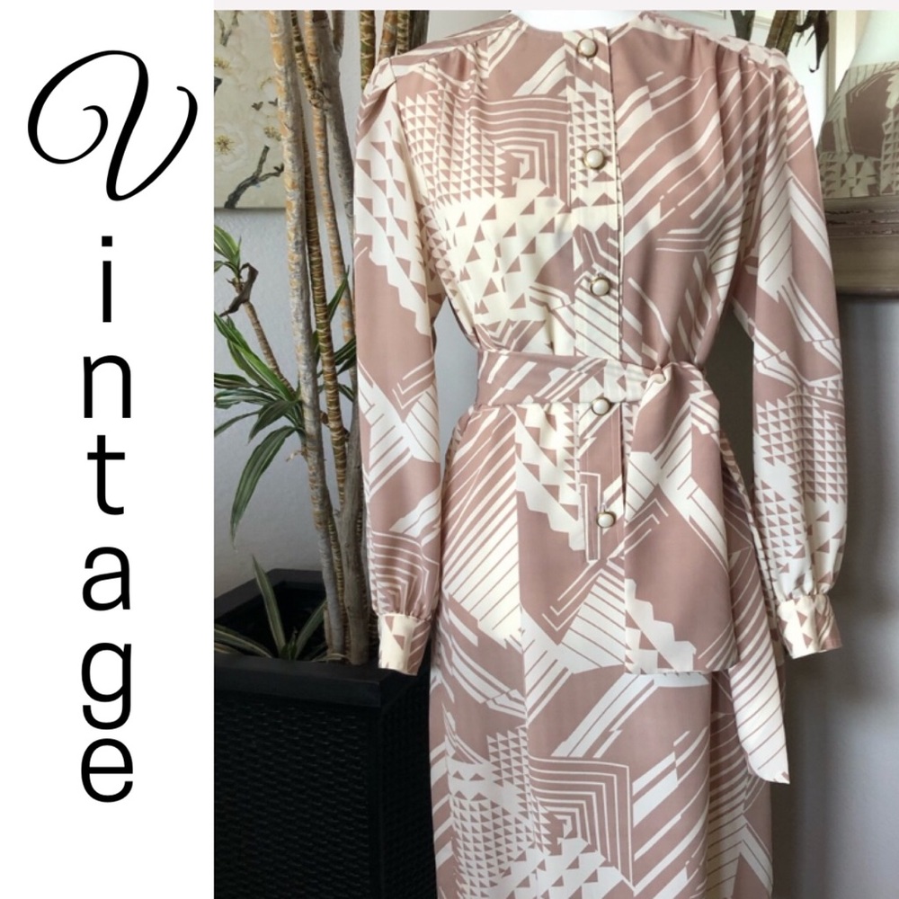 VTG 70s 80s Brownstone Studio Long Shirt Dress M